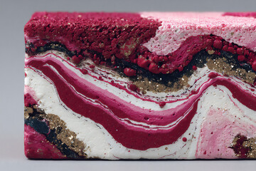Fototapeta premium rhythmic alternation of thick red layers on white