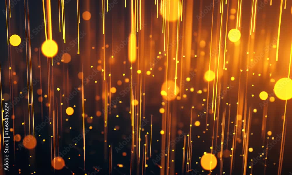 Poster digital background featuring orange and yellow glowing lines, representing data visualization in the