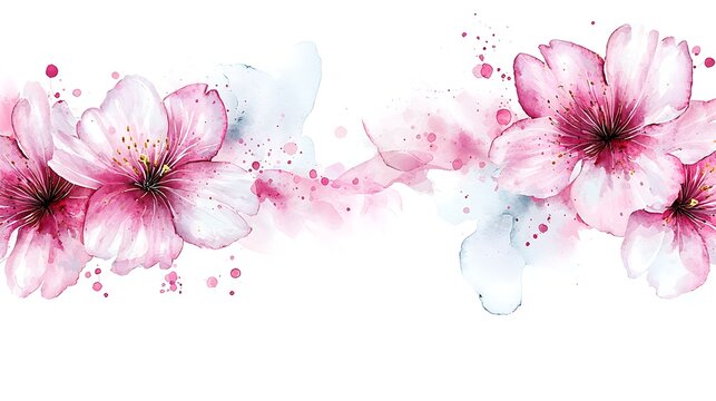 Floral watercolor art nature decorative illustration garden close-up fower fantasy