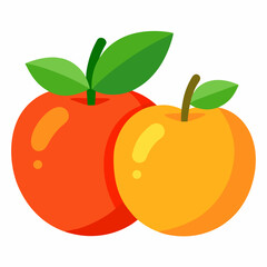 Colorful apple with leaf vector on white background.