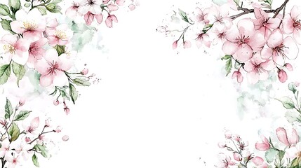 Floral watercolor illustration nature scene botanical art soft pastels serene view