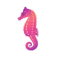 Obraz premium Pink and Purple Gradient Seahorse on a White Background Detailed Design