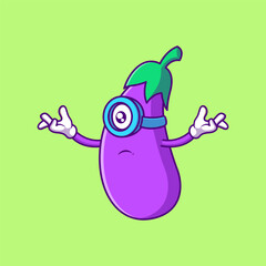Cute Eggplant Character – Educational Vegetable Illustration for Kids Learning Theme