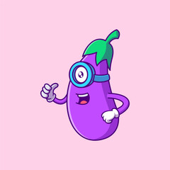 Cute Eggplant Character – Educational Vegetable Illustration for Kids Learning Theme
