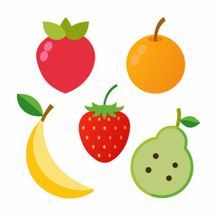 Fruits vector on white background.