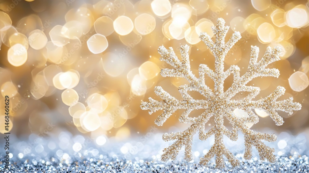 Poster festive snowflake on a sparkling background