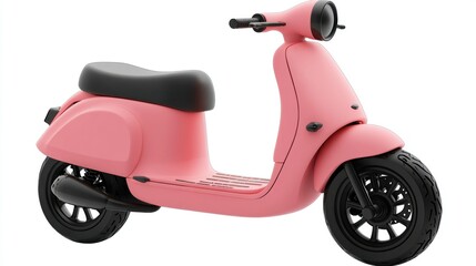Obraz premium Pink scooter, isolated on white background, urban setting implied