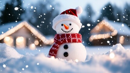 Snowman in winter scene