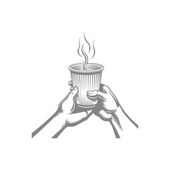 Hot coffee cup holding on hand