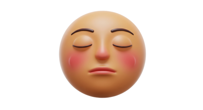 Peaceful 3D face with closed eyes.