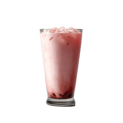 Iced Pink Drink with Berries in Tall Glass