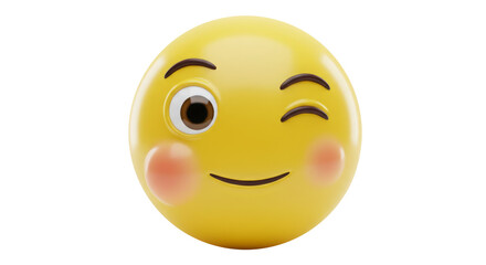 Fototapeta premium Playful 3D wink emoticon with rosy cheeks.