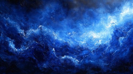 Abstract Blue Space Painting with Starry Texture