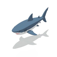 Stylized Shark with Shadow: Marine Life Concept for Ocean Conservation
