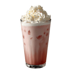 Refreshing Strawberry Cream Iced Latte in Tall Glass