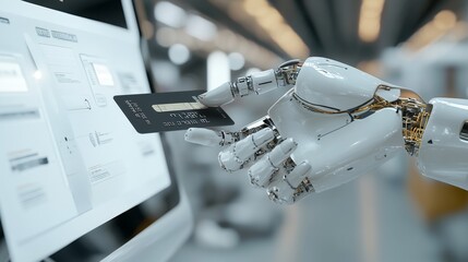 Robotic Hand Using Credit Card for Online Payment Futuristic Technology