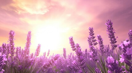 Fototapeta premium Serene Sunset over a Lavender Field