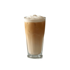 Iced Latte with Creamy Foam in Tall Glass