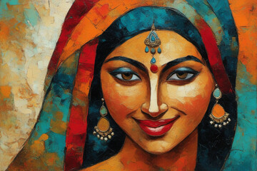 Portrait of a girl with painted face