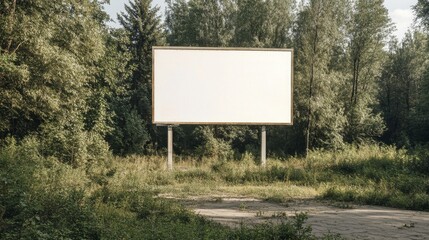 Fototapeta premium Blank Billboard in a Wooded Area Advertising Space Nature Background