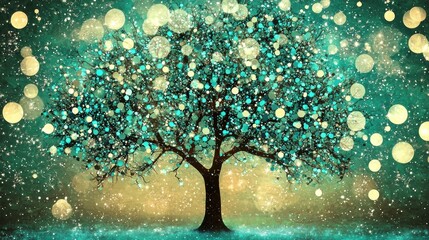 Enchanting tree in a magical winter wonderland nature scene abstract aesthetic calm and dreamy environment