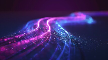Abstract Light Trails on Dark Background - Futuristic Digital Technology Concept dynamic teach streaks speed network