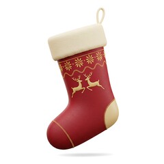 3D Christmas Red Stocking with Reindeer