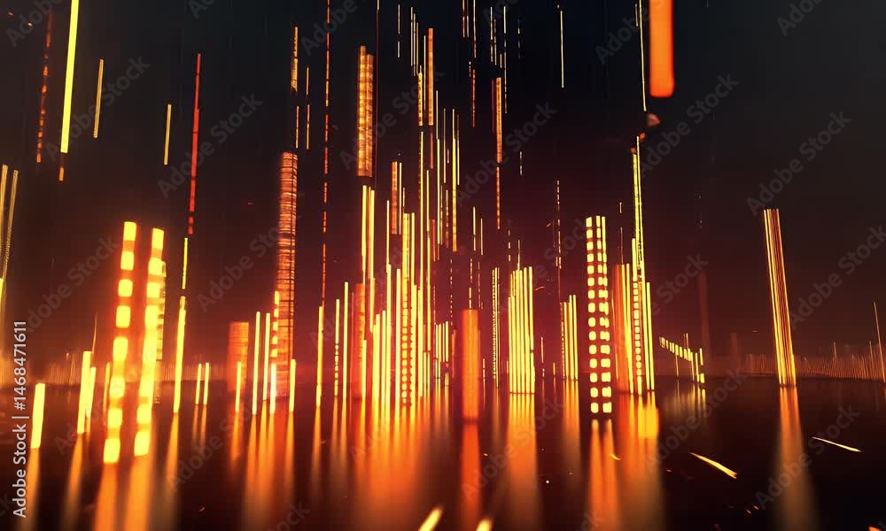 Poster digital background featuring orange and yellow glowing lines, representing data visualization in the