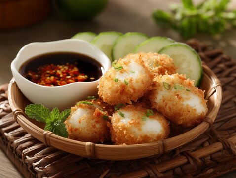 Pempek Palembang, Indonesian fishcake with spicy vinegar sauce