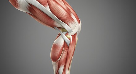 Detailed 3D Anatomical Illustration of Human Knee Muscles and Structure for Medical Education