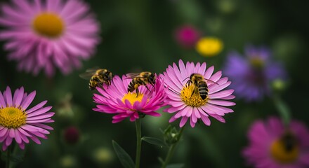 Fototapeta premium Blurred cluster of colorful flowers