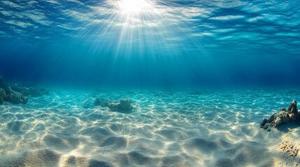 Sunlit Underwater Scene With Sandy Seabed