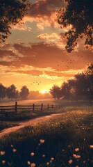 Golden hour country path