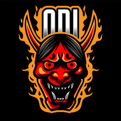Illustration vector grapich of oni mask perfect for mascot logo design 