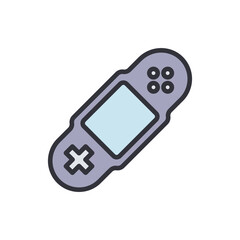 Classic portable gaming console icon illustration against black backdrop