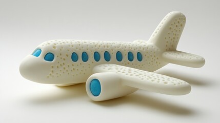 Fototapeta premium Playful white airplane toy on plain background