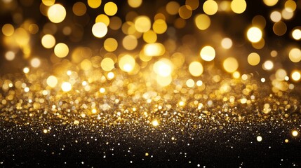 Golden Glitter Background: Festive Bokeh Lights