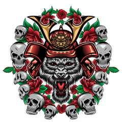 Illustration vector grapich of wolf samurai perfect for illustration design 