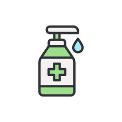 Illustration of a bottle of hand sanitizer for hygiene and protection