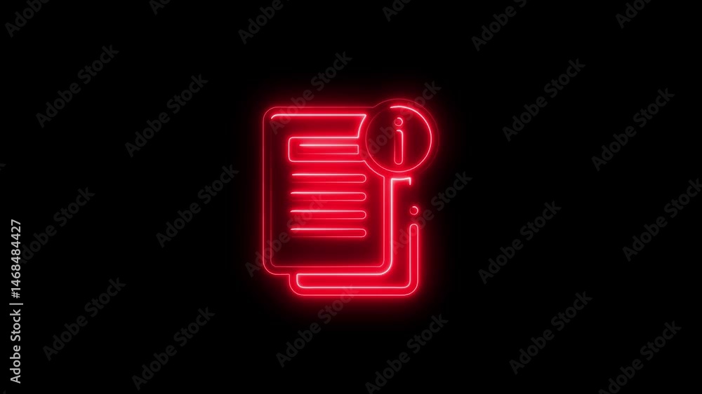 Aufkleber glowing red information document animation on black background conceptual digital data visualization