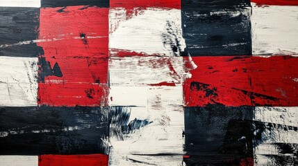 Abstract Textured Background with Red, White, and Black Brush Strokes for Artistic Design Projects