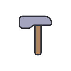 Stylized hammer graphic illustration on dark, construction instrument