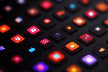 Obraz premium Social media app icons, close-up