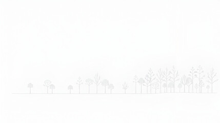 Architectural Drawings, Minimal style cad tree line drawing, Side view, set of section wetland forest outline for landscape design drawing. Vector illustration in seperate element