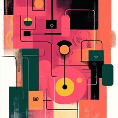 Dynamic abstract art exploration digital creation contemporary style colorful environment artistic viewpoint visual concept