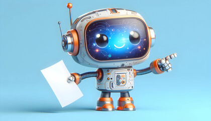 cute robot pointing at a space