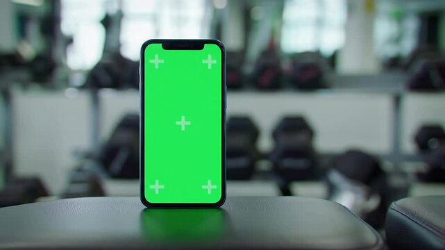 Smartphone with Green Screen in Gym Environment