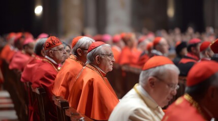 Fototapeta premium a group of cardinals in a church.