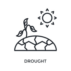 Drought Icon Outline Style. Vector Illustration For Graphic Design