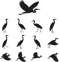 Fototapeta premium Heron Silhouette SVG – Elegant Bird Design for Nature Crafts & Decor